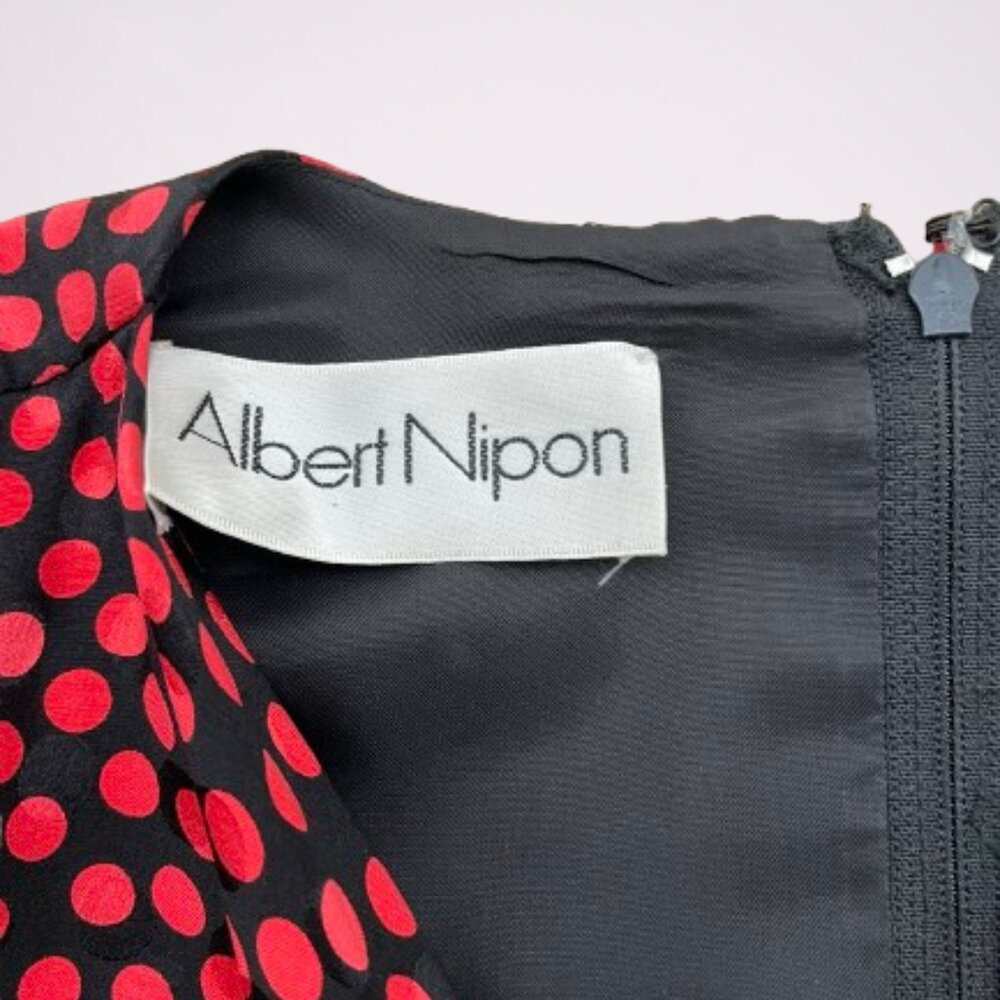 Albert Nipon Vintage Silk Wrap Ruffle Polka Dot D… - image 7